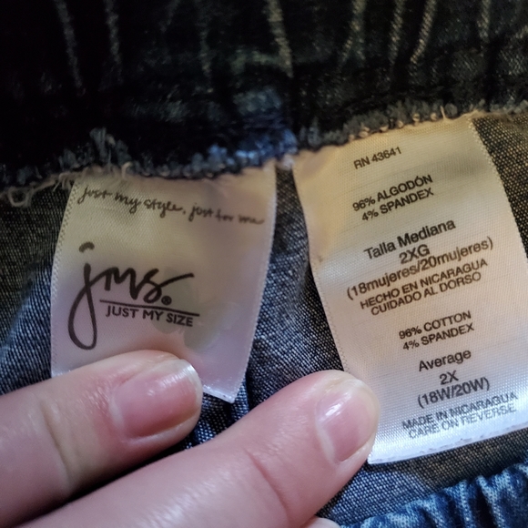 Just My Size by Hanes Demin Pants with Elastic Waistband - Picture 3 of 3